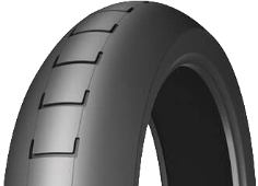 Close-up van het loopvlak Michelin Power SuperMoto 120/75 R16.5 Front TL Medium