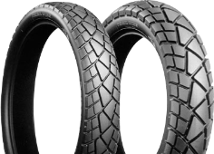 Close-up van het loopvlak Bridgestone TW 201 80/100-19 49 P Front TT M/C